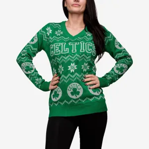 Boston Celtics Womens Light Up V-Neck Bluetooth Sweater
