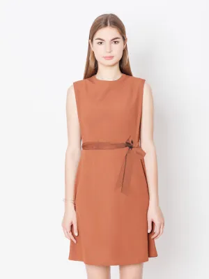 Brown Solid Textured Bodycon Mini Dress