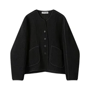 Button-Front Textured Coat