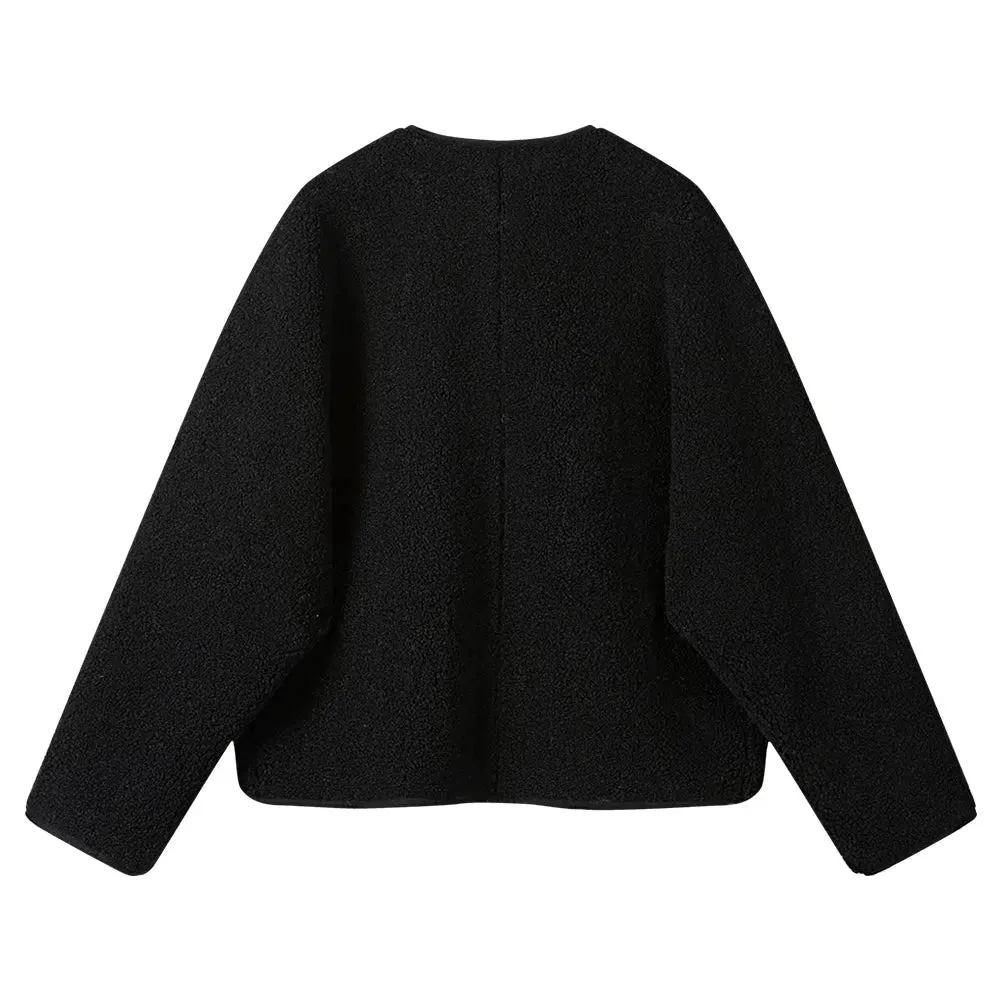 Button-Front Textured Coat