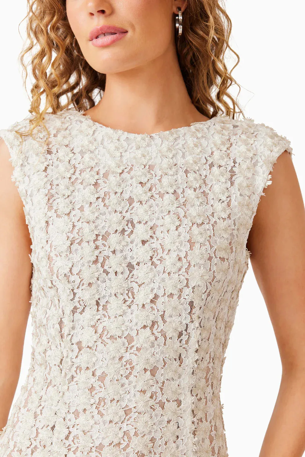Cali Shift Mini Dress - Ivory Gold