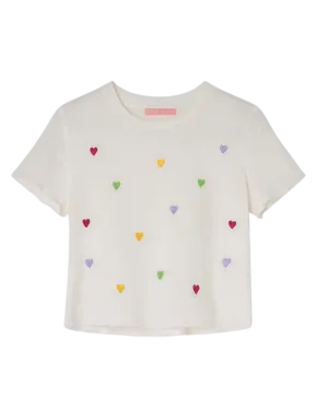 Camiseta cropped corazones