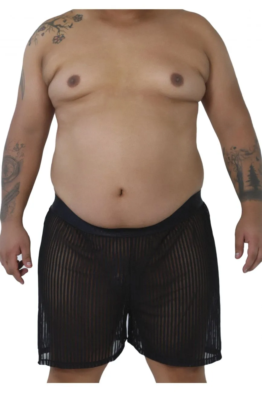 CandyMan 99497X Mesh Lounge Shorts Black Plus Sizes