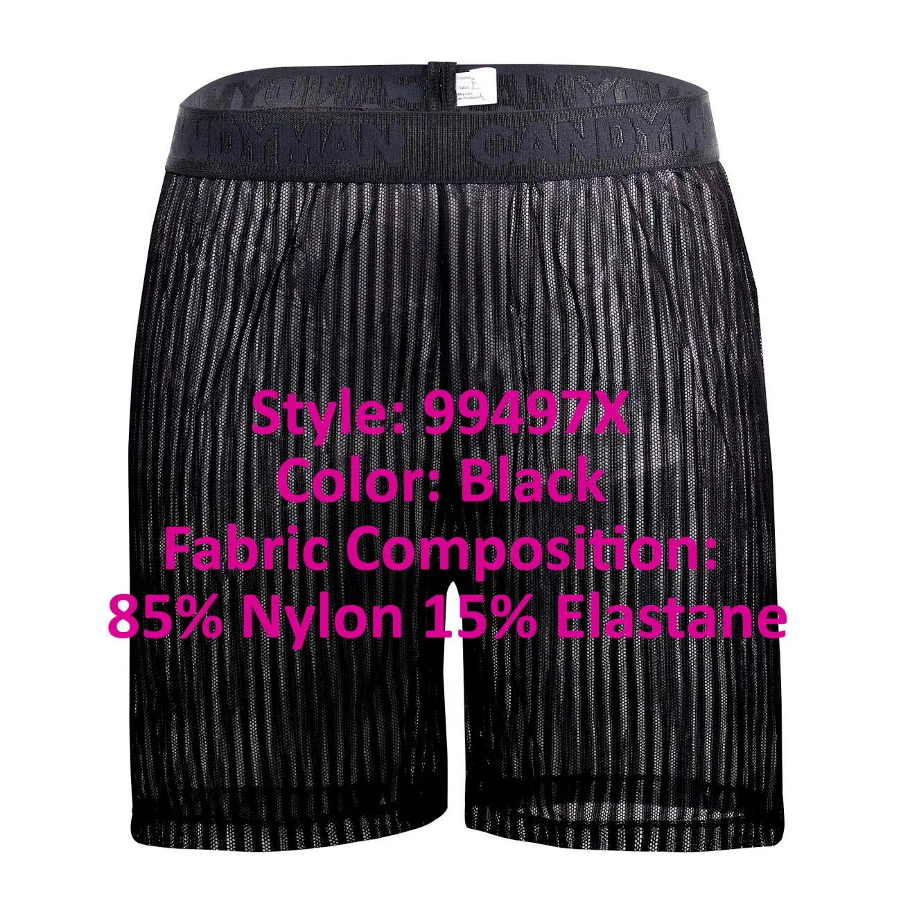 CandyMan 99497X Mesh Lounge Shorts Black Plus Sizes
