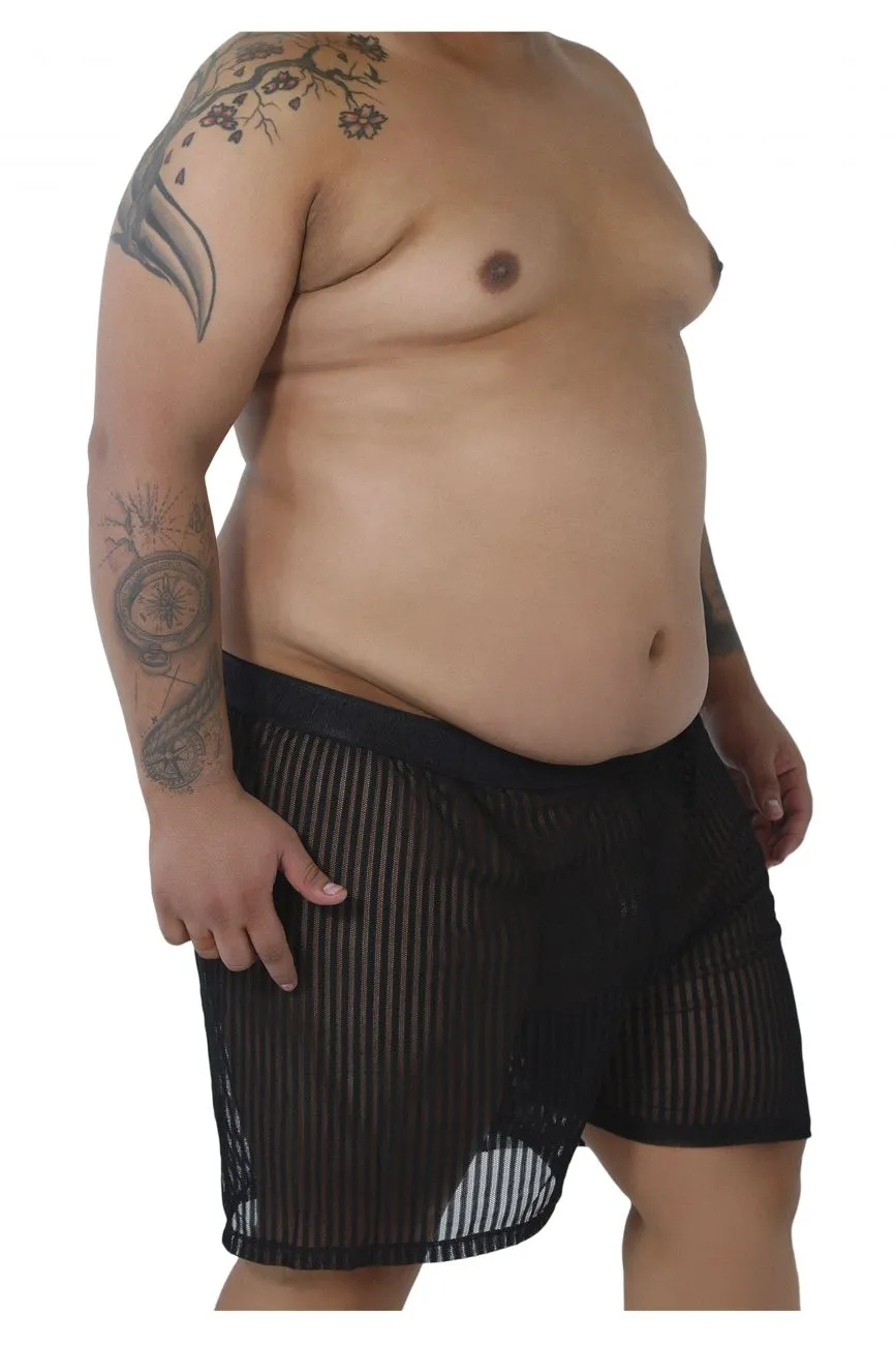 CandyMan 99497X Mesh Lounge Shorts Black Plus Sizes