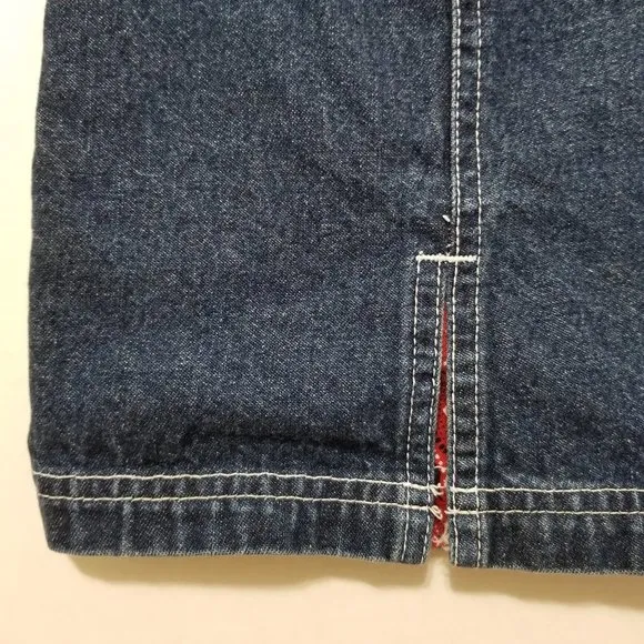 Carolina Blues skort 14 VINTAGE denim jean skirt front shorts back bandana trim