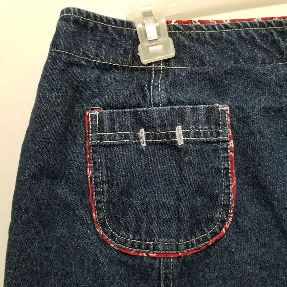 Carolina Blues skort 14 VINTAGE denim jean skirt front shorts back bandana trim