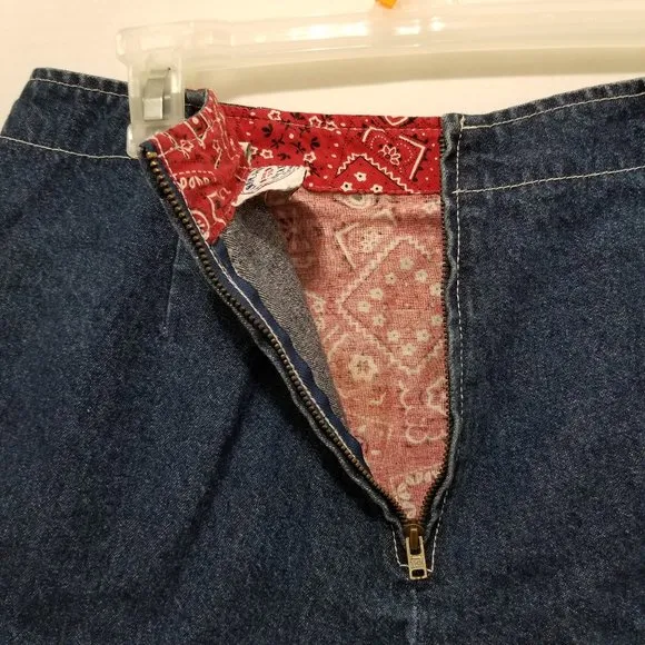 Carolina Blues skort 14 VINTAGE denim jean skirt front shorts back bandana trim