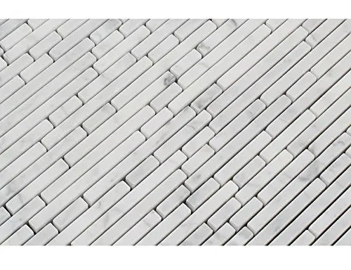 Carrara White Italian (Bianco Carrara) Marble Single Color Bamboo Sticks, Polished