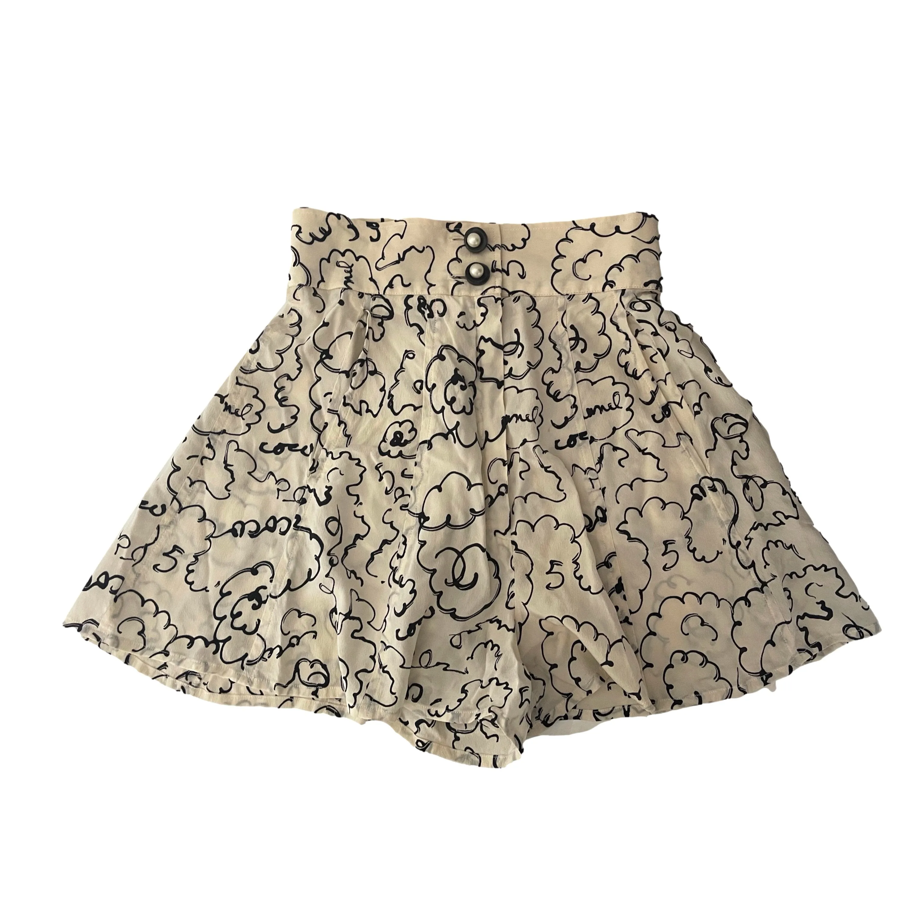 Chanel Cream Cloud Logo Shorts