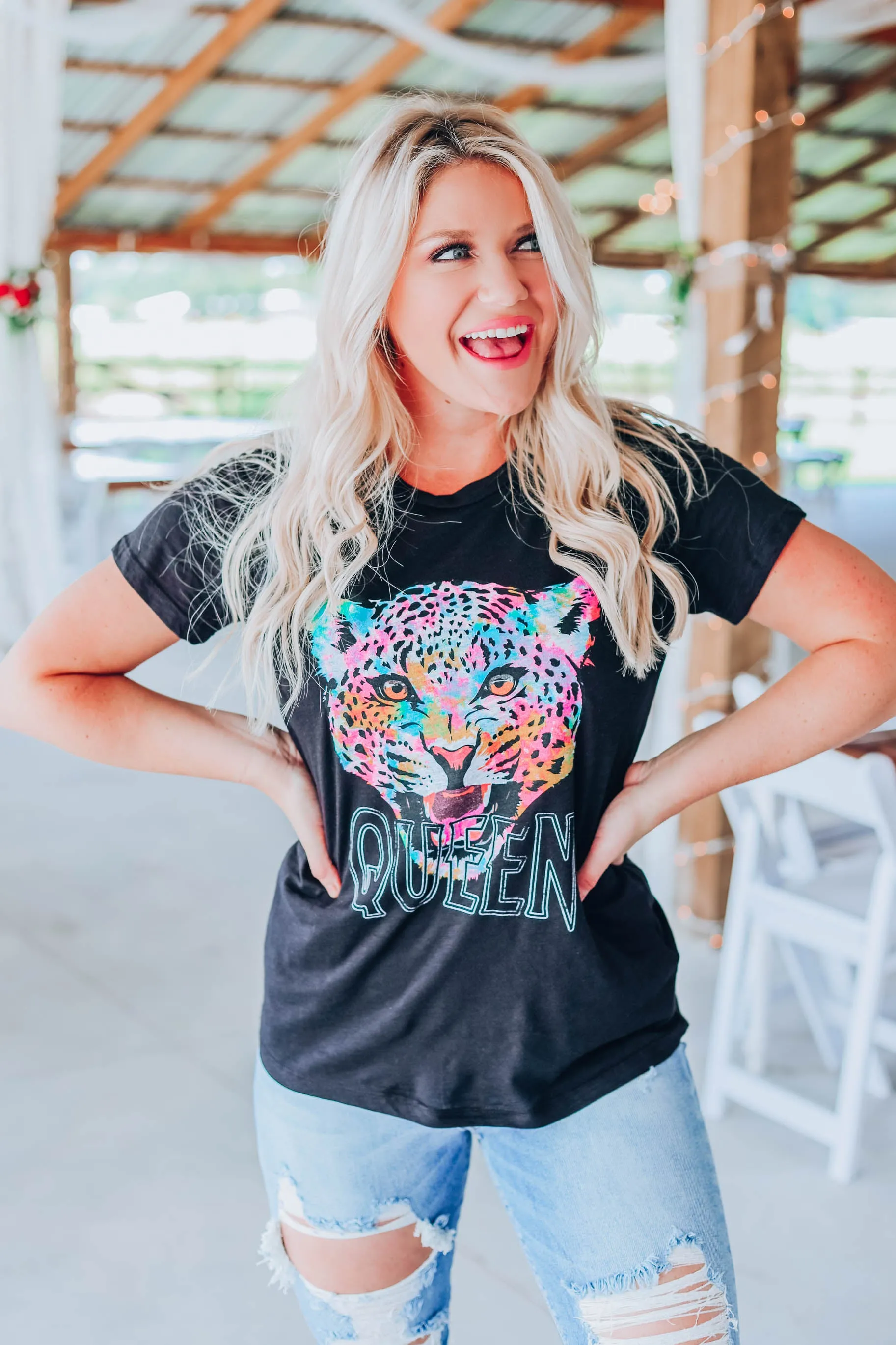 Cheetah Queen Fitted Tee - Black