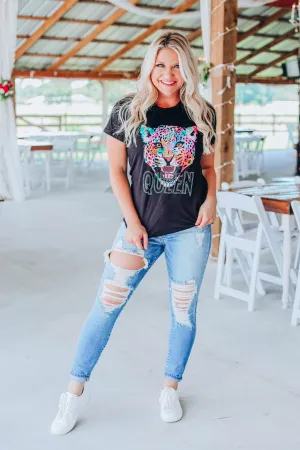 Cheetah Queen Fitted Tee - Black