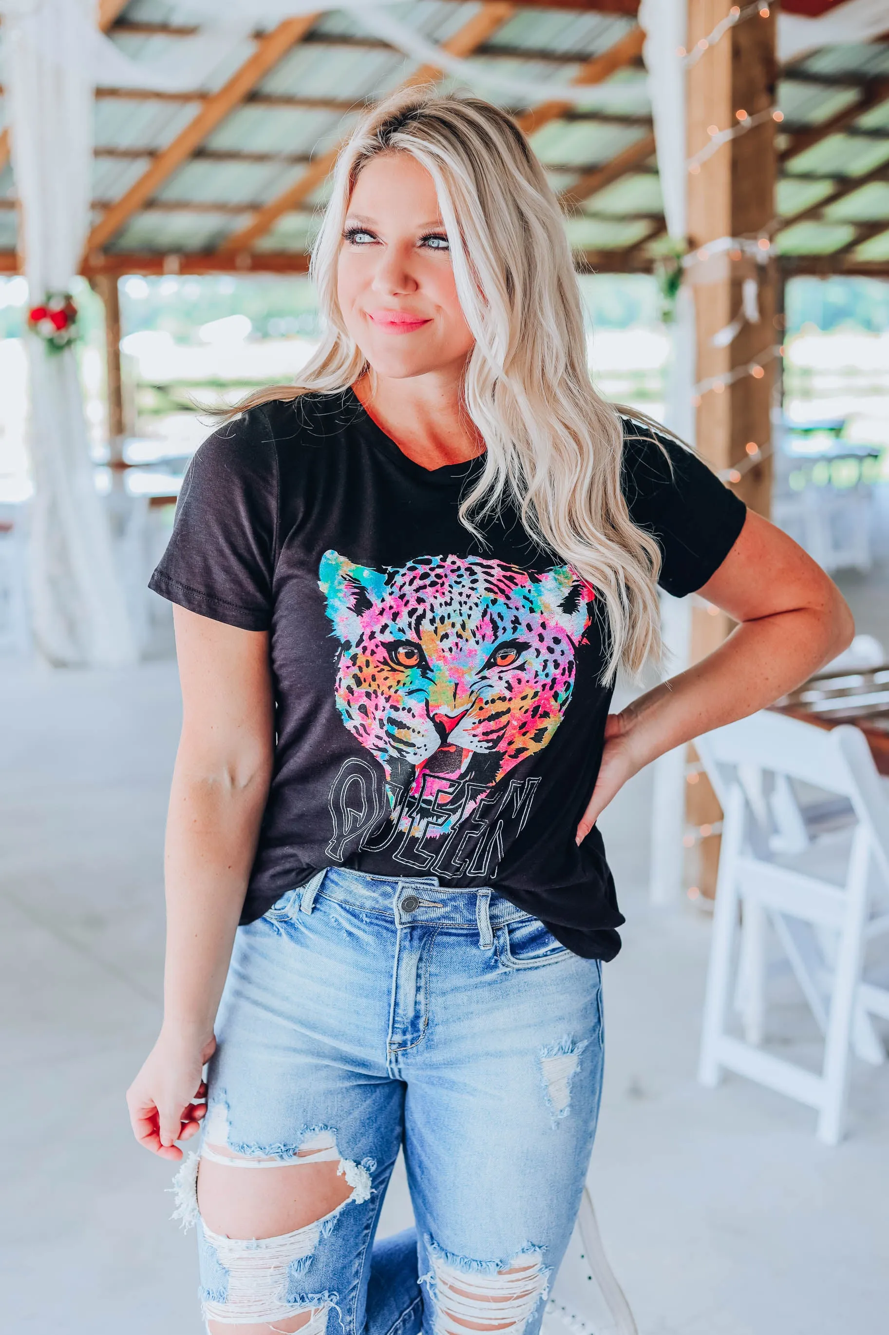 Cheetah Queen Fitted Tee - Black