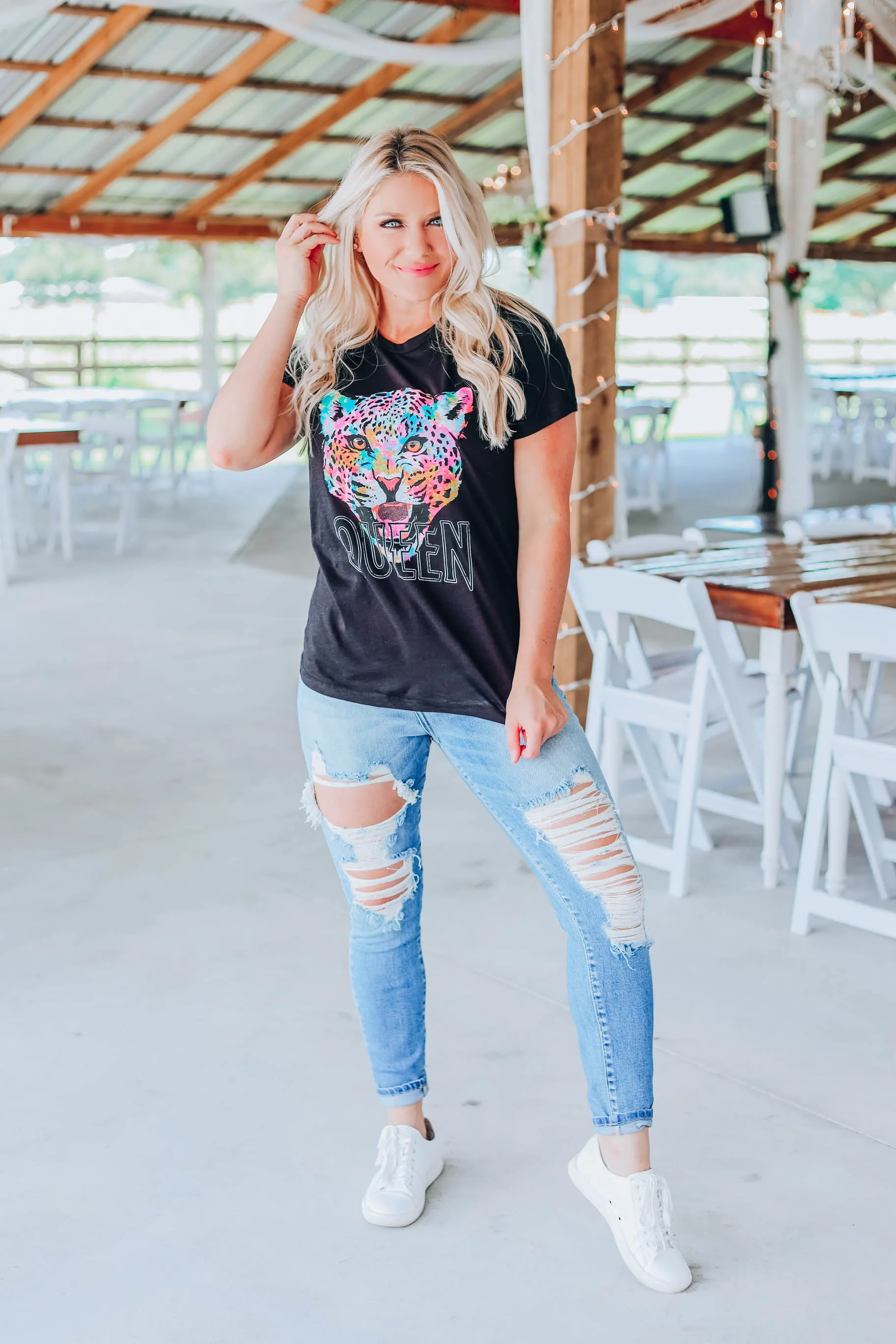 Cheetah Queen Fitted Tee - Black