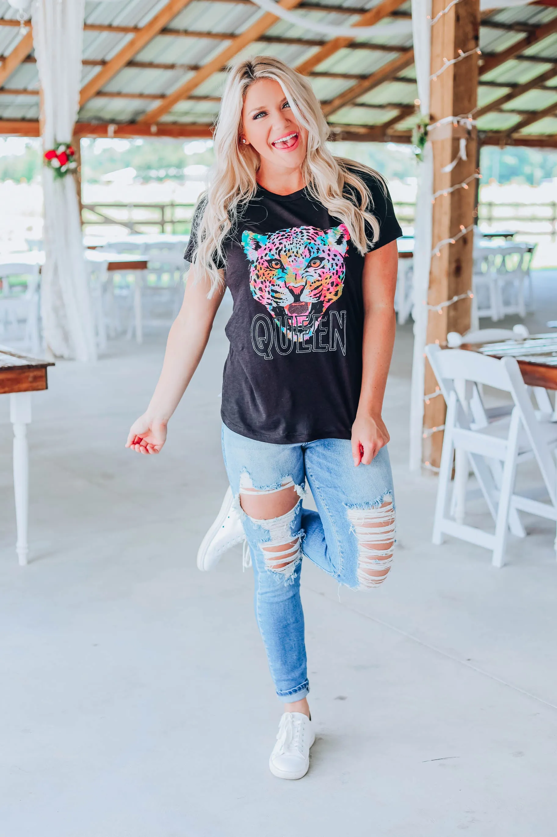 Cheetah Queen Fitted Tee - Black