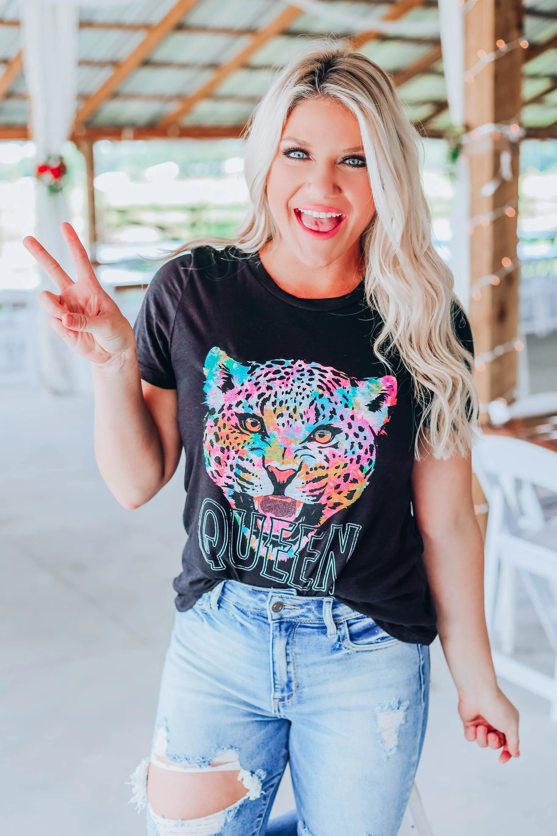 Cheetah Queen Fitted Tee - Black
