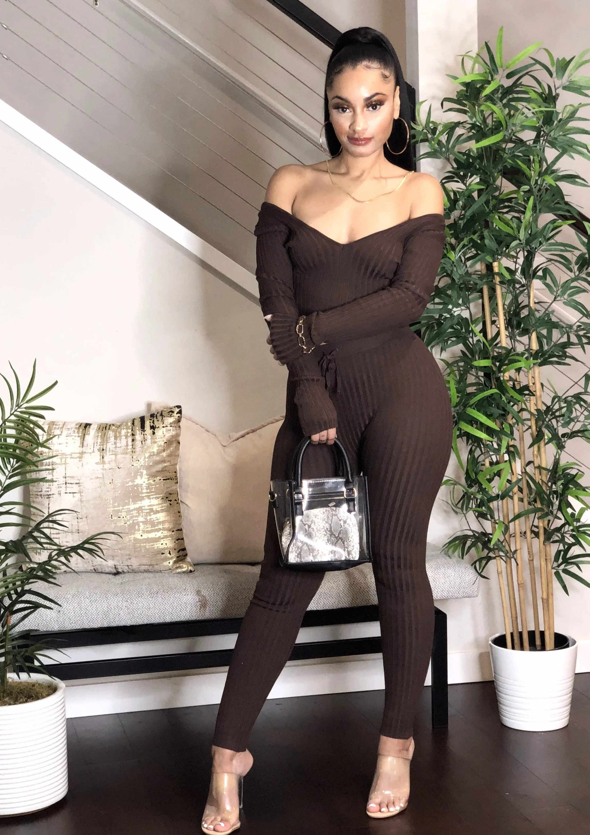 Chocolate Ribbed Legging Set