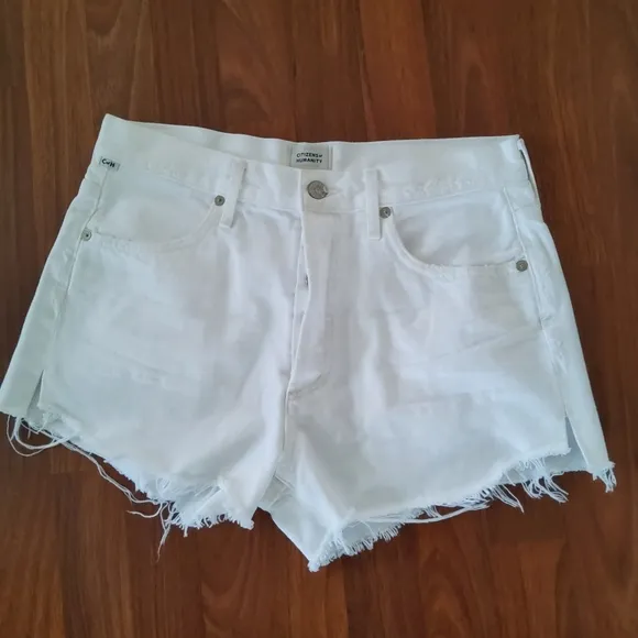Citizens of Humanity Annabelle Fringe Cutoff Shorts Size 27 White Wash New
