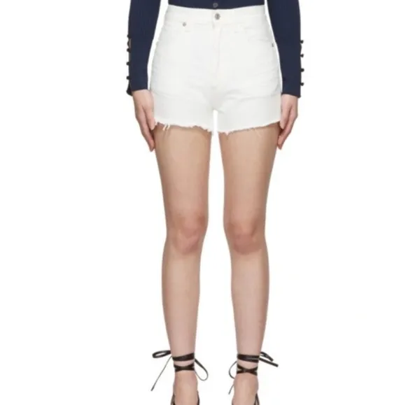 Citizens of Humanity Annabelle Fringe Cutoff Shorts Size 27 White Wash New