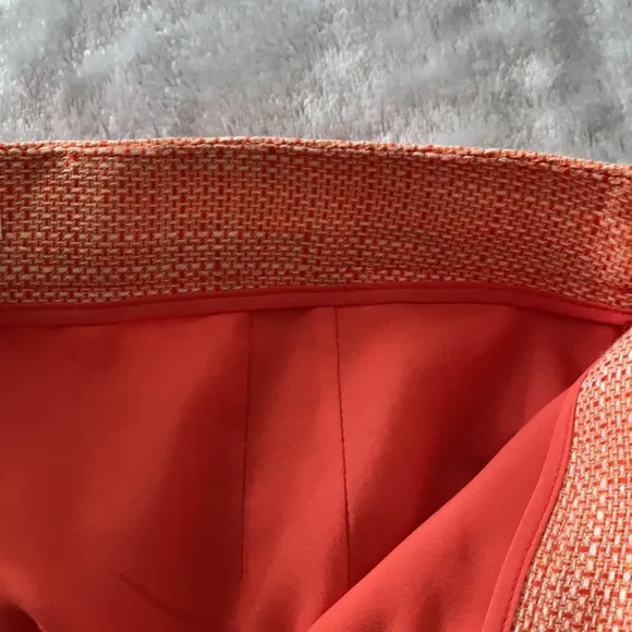 CLUB MONACO Sabrina orange tweed style woven silk blend shorts size 0 like new