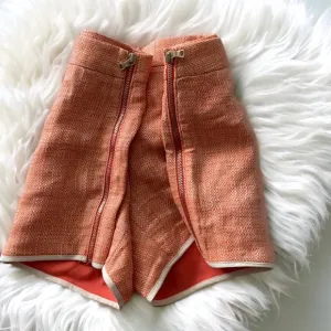 CLUB MONACO Sabrina orange tweed style woven silk blend shorts size 0 like new