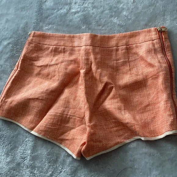 CLUB MONACO Sabrina orange tweed style woven silk blend shorts size 0 like new