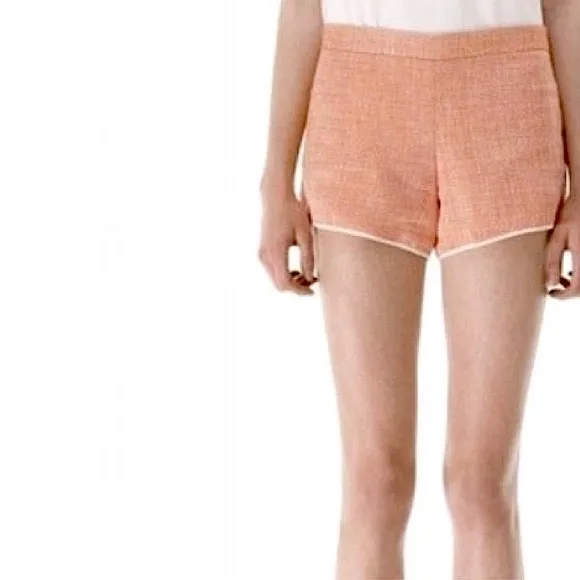 CLUB MONACO Sabrina orange tweed style woven silk blend shorts size 0 like new