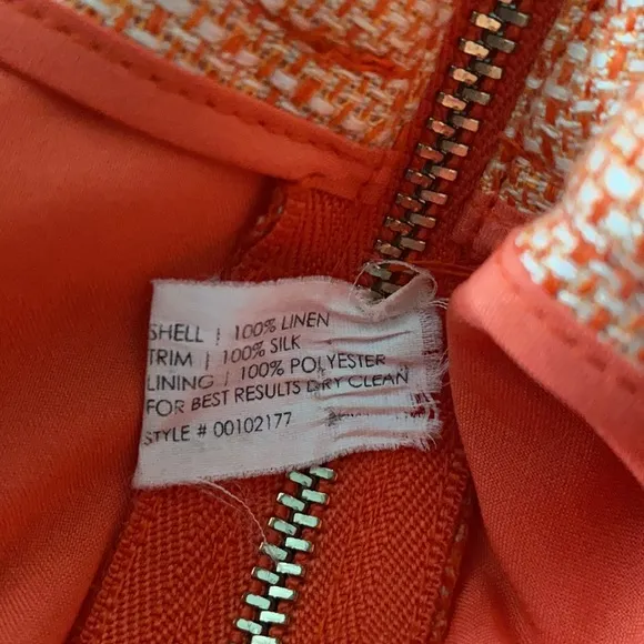 CLUB MONACO Sabrina orange tweed style woven silk blend shorts size 0 like new