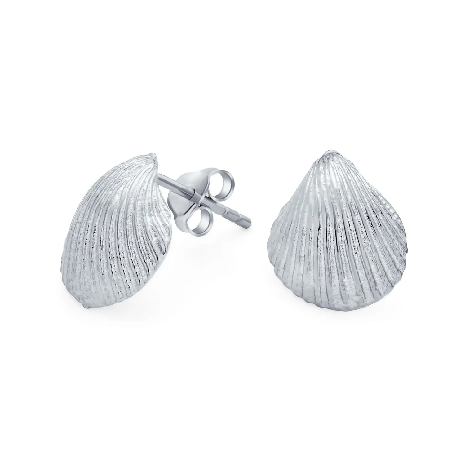 Cockle Seashell Stud Earrings Gold Plated Silver Sterling Silver