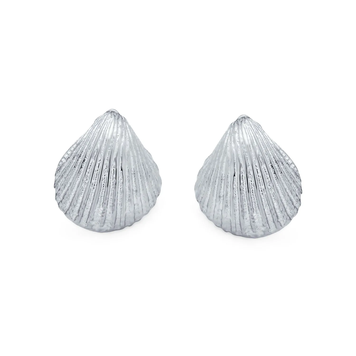 Cockle Seashell Stud Earrings Gold Plated Silver Sterling Silver