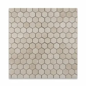 Crema Marfil Marble Polished 2" Hexagon Mosaic Tile - Box of 5 sq. ft.
