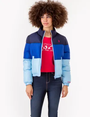 CROPPED COLORBLOCK PUFFER JACKET