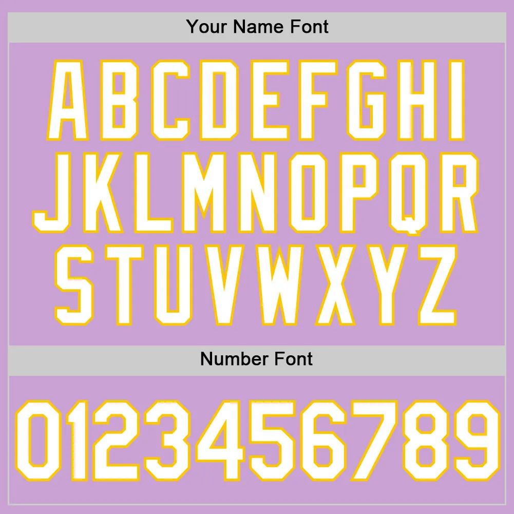 Custom Light Purple White-Yellow Authentic Baseball Jersey