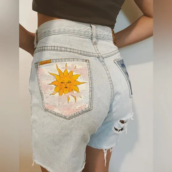 Custom Painted Jordache denim shorts