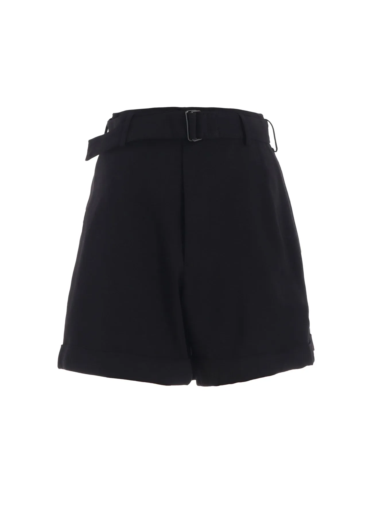 DAMAGED GABARDINE BEELTED SHORT PANTS
