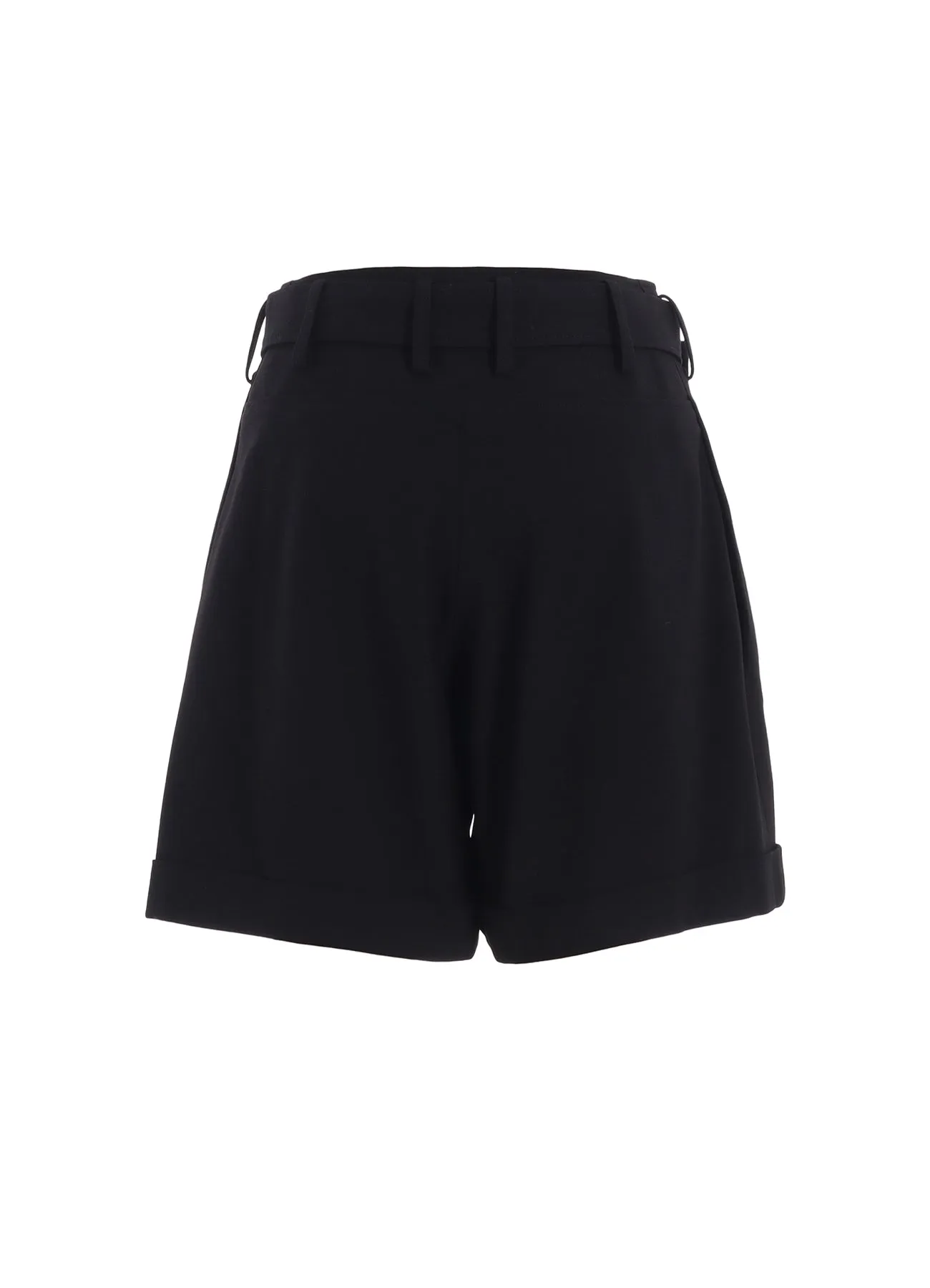 DAMAGED GABARDINE BEELTED SHORT PANTS