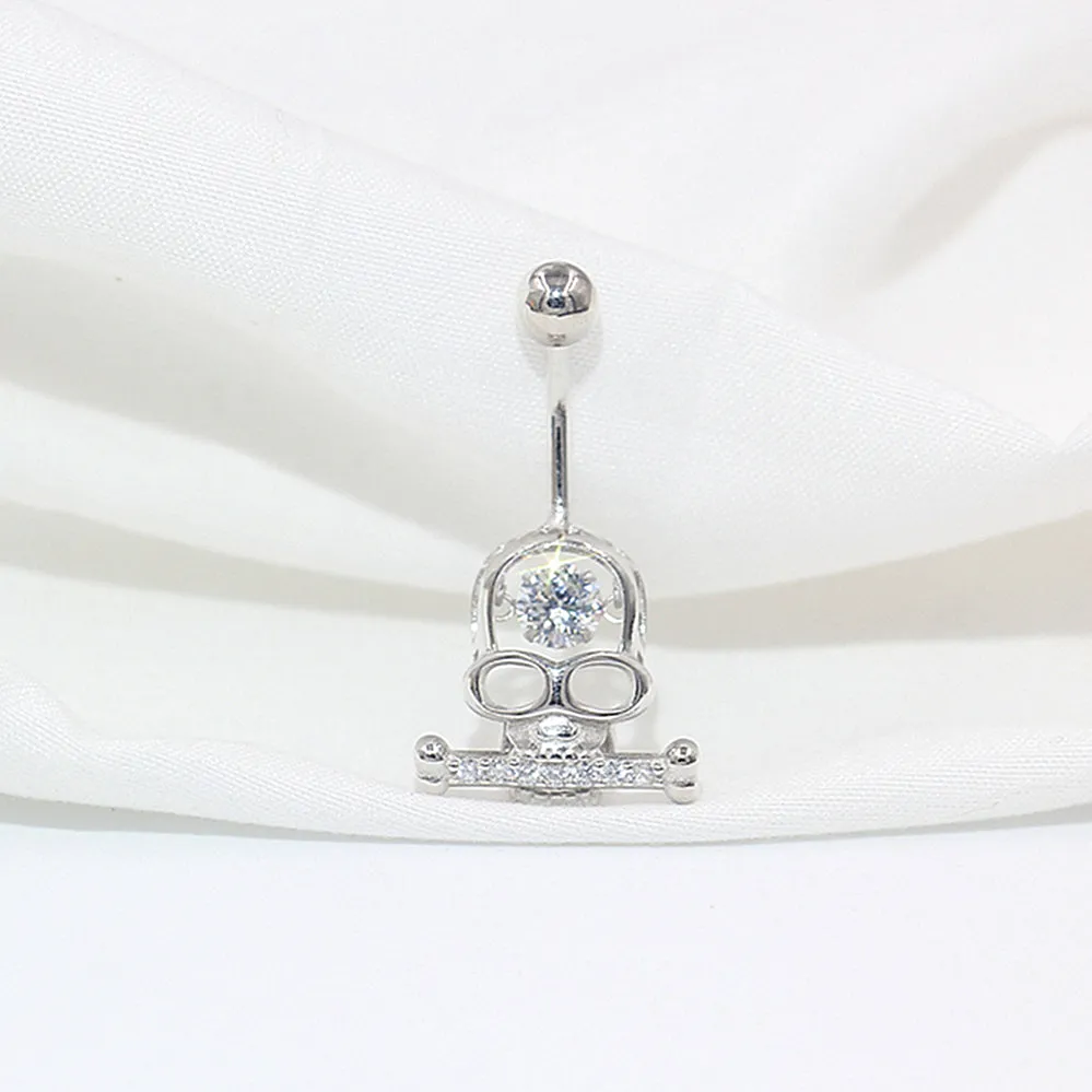 Dancing Diamond Skull Belly Button