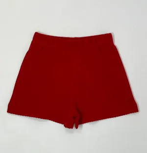 Deep Red Picot Trim Shorts