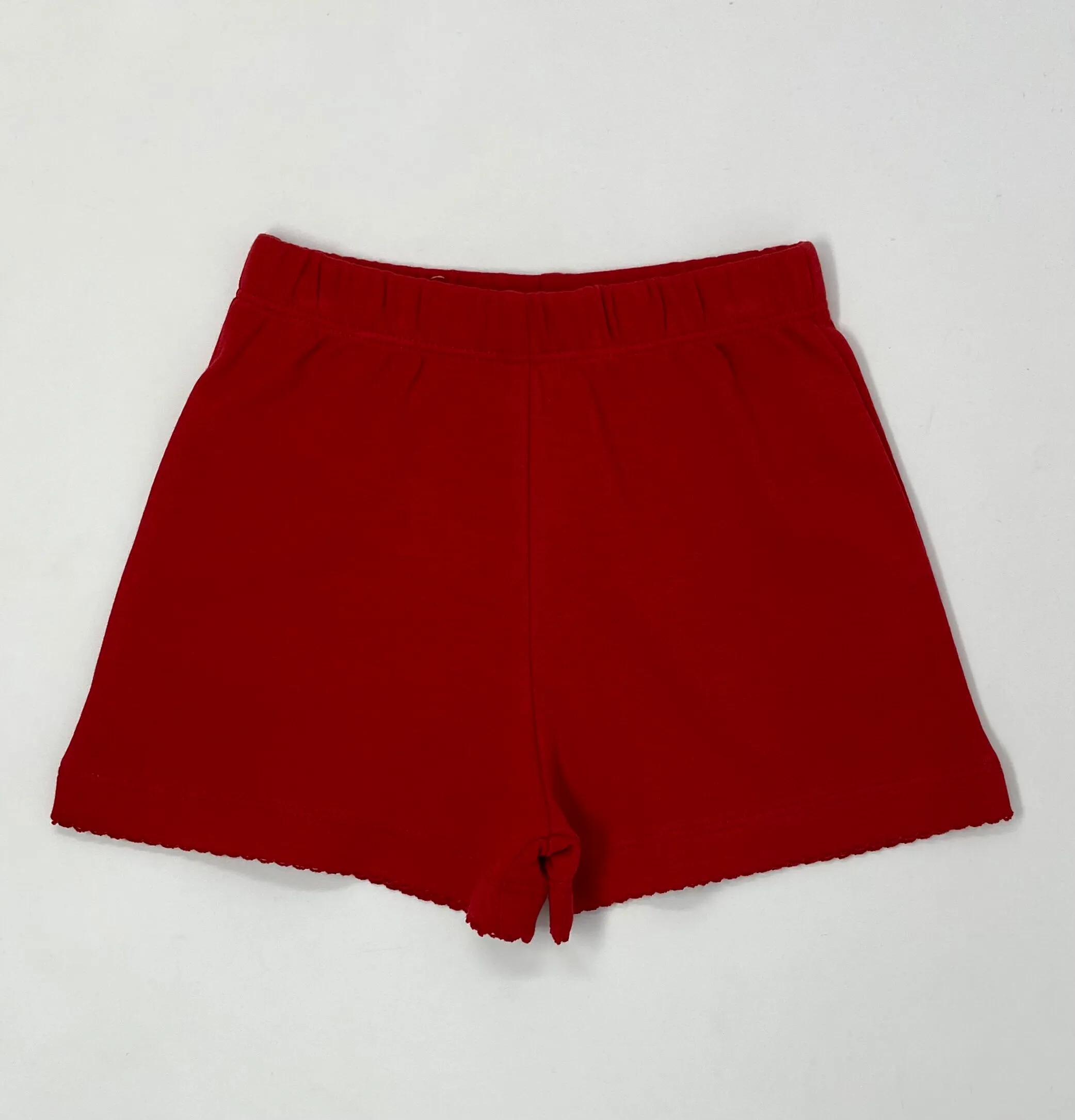 Deep Red Picot Trim Shorts