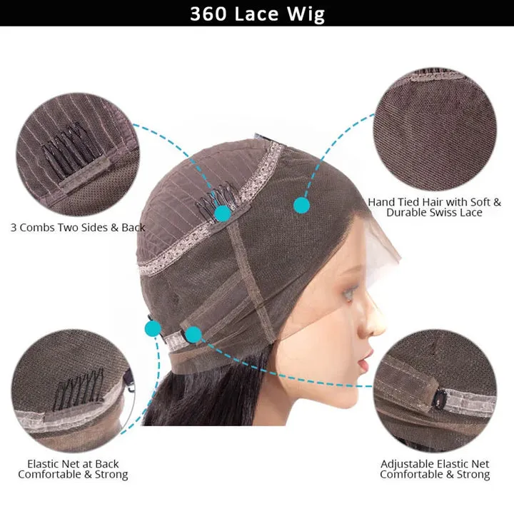Deep Wave Invisi Strap Snug Fit 360 Transparent Lace Pre Cut Lace Frontal Bleached  Knots Wig