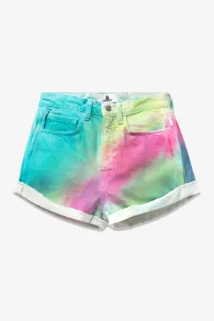 DIAGONAL RAINBOW HIGH RISE ROLLED SHORT