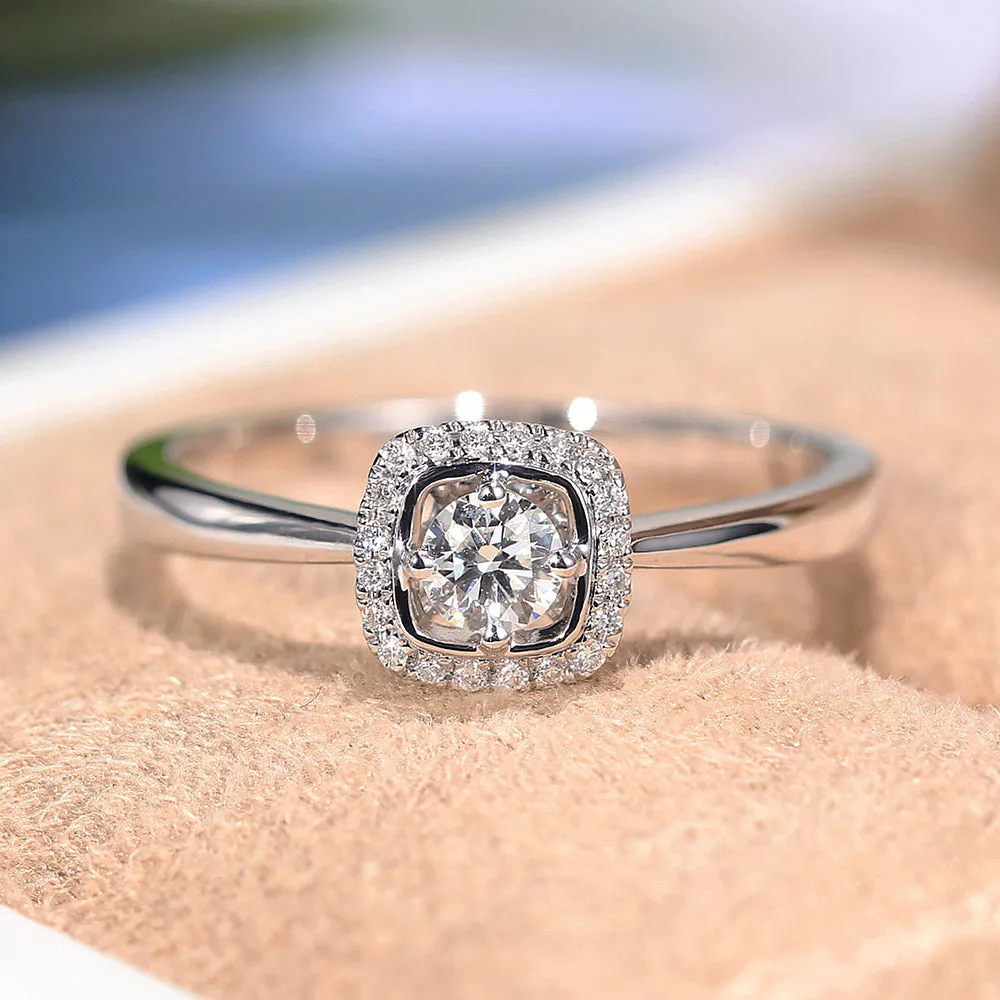 Diamond Square Halo Engagement Ring