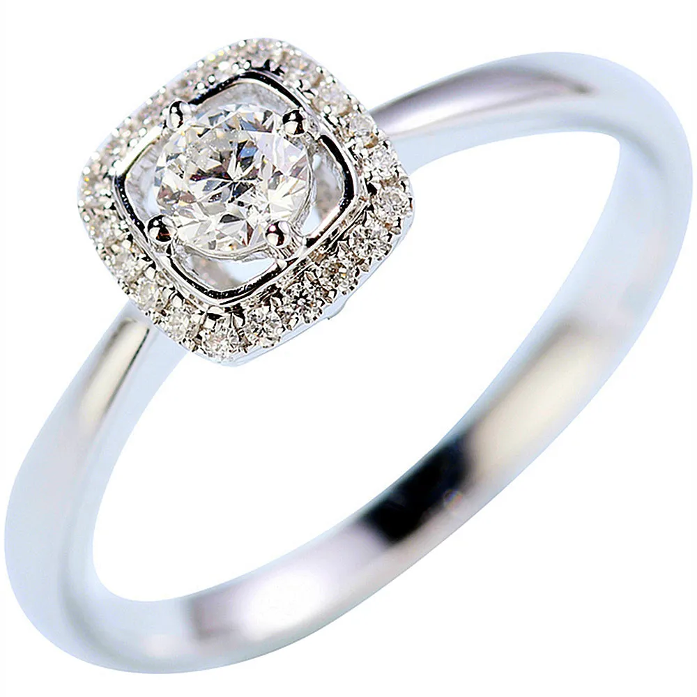 Diamond Square Halo Engagement Ring