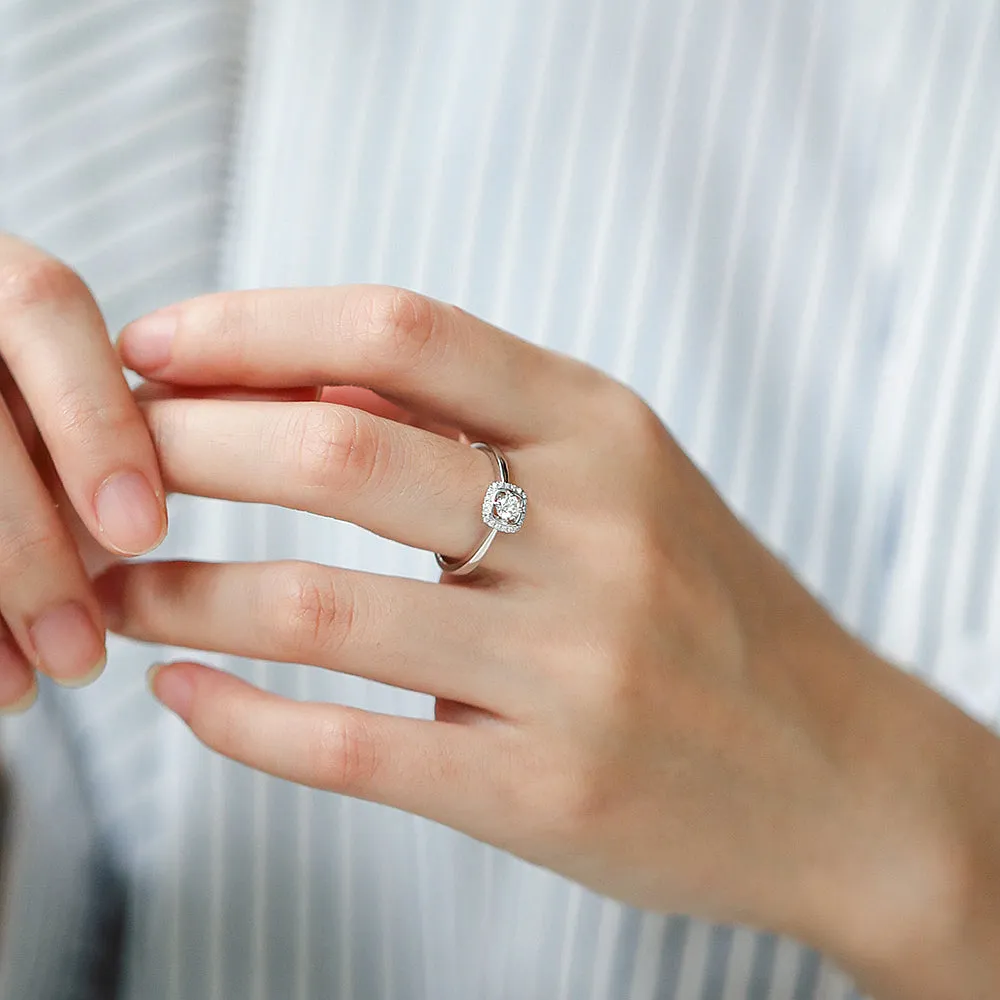 Diamond Square Halo Engagement Ring