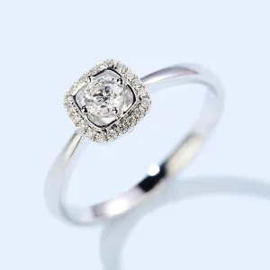 Diamond Square Halo Engagement Ring