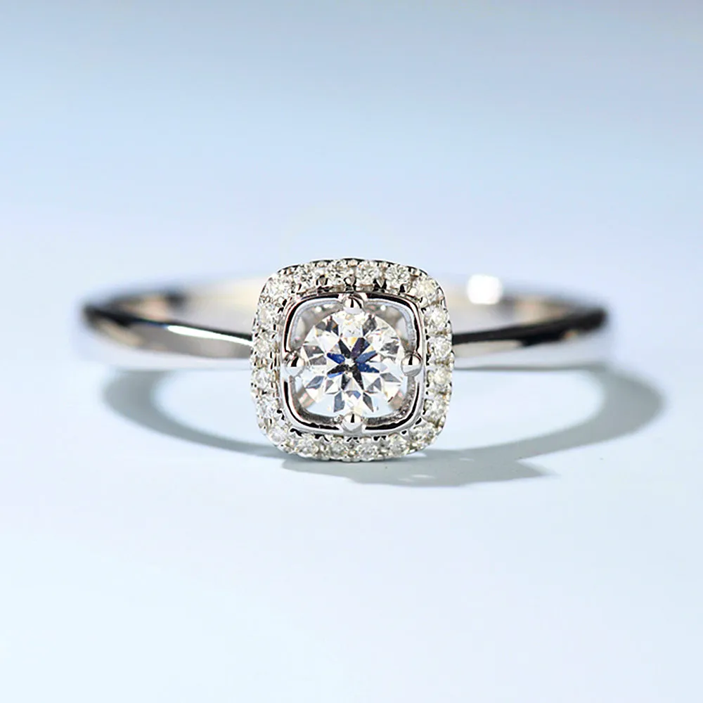 Diamond Square Halo Engagement Ring
