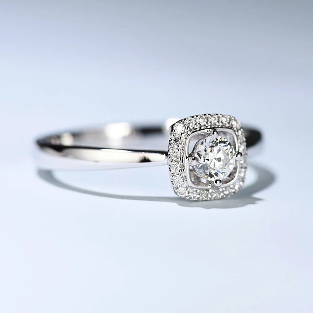 Diamond Square Halo Engagement Ring
