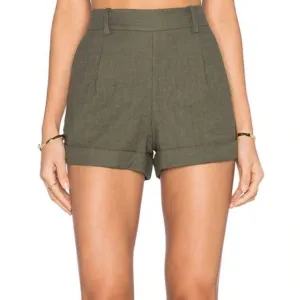 Diane von Furstenberg Gillian Shorts High Rise Pockets Deep Lichen Green Size 4