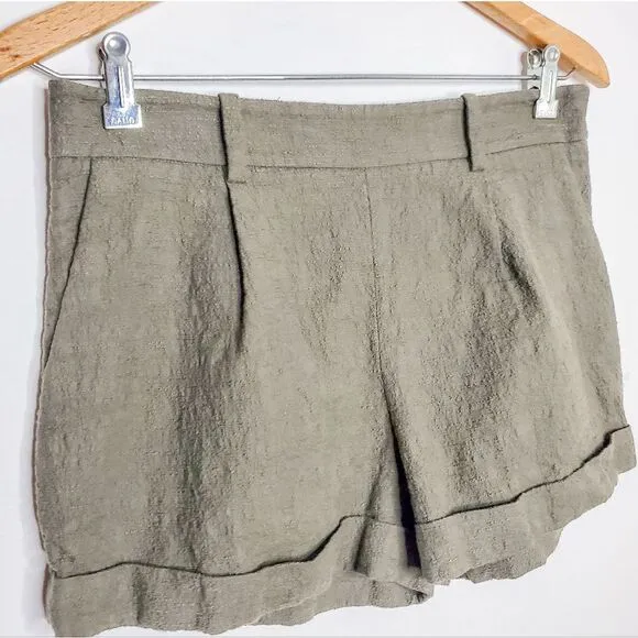 Diane von Furstenberg Gillian Shorts High Rise Pockets Deep Lichen Green Size 4