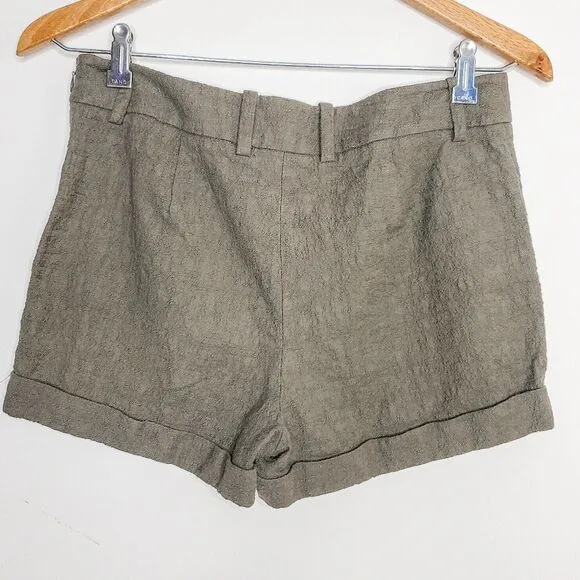 Diane von Furstenberg Gillian Shorts High Rise Pockets Deep Lichen Green Size 4